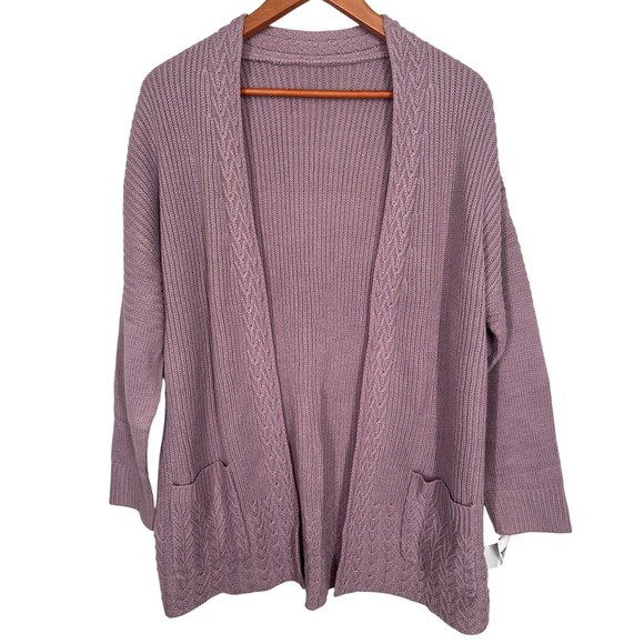 Kohl's Sweaters - Kohl's Light Purple Open Front Cardigan Decorative Weave Pockets Women's XL‎ NWT